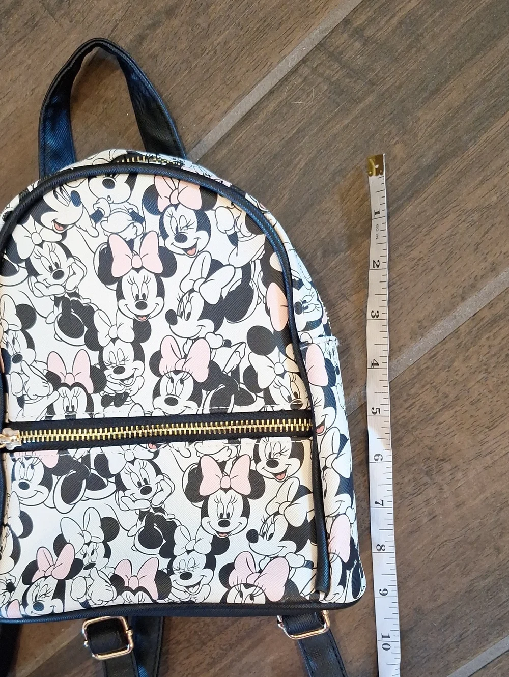 Disney Minnie Mouse All Over Print Mini Backpack Black & Pink & White